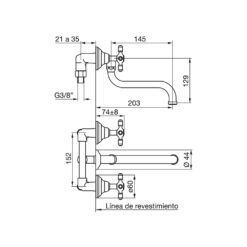 Grifería para Pared de Cocina cPico Móbil Línea Newport Plus FV