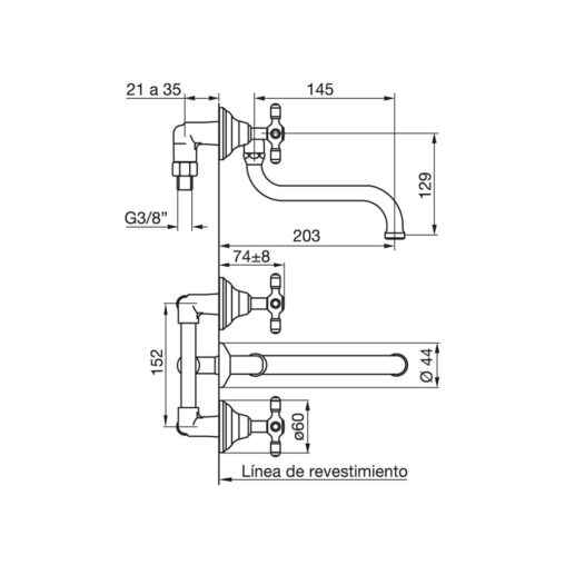 Grifería para Pared de Cocina cPico Móbil Línea Newport Plus FV