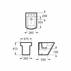 Bidet de Pie Lluvia con 3 Orificios Hall Roca